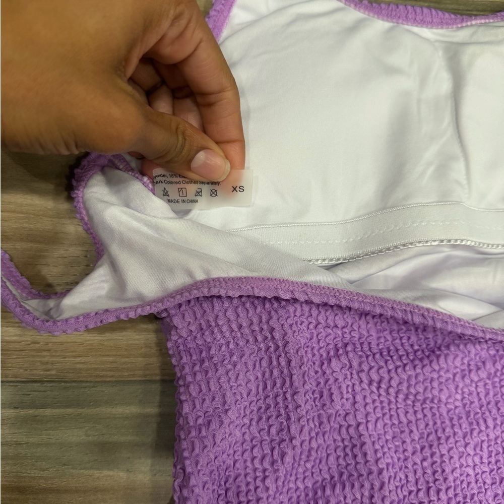 Textured Lavender One-Piece Swimsuit - Picture 4 of 5